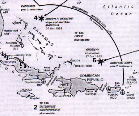 Map of Cuba Blockade. CNO's responsibility not only included the execution 